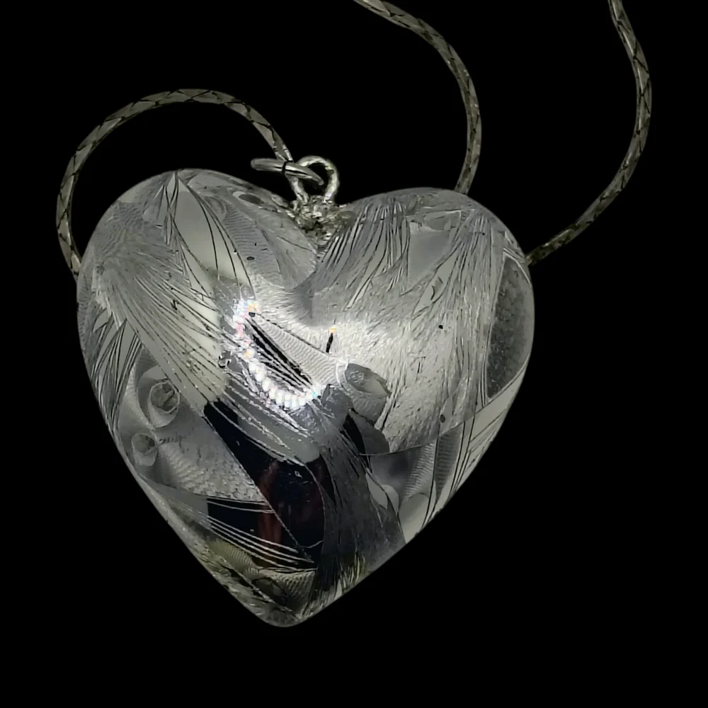 Vintage Heart Pendant Necklace Silver Tone Womens - Picture 3 of 14